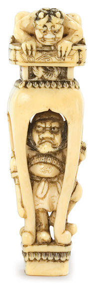 Appraisal: Japanese Ivory Netsuke of Shoki and Oni Estimate -