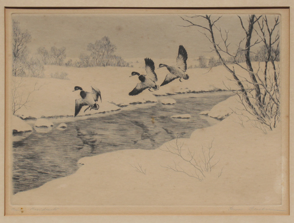 Appraisal: KLEIBER Hans American - ''Winter Residents'' Etching sight size ''