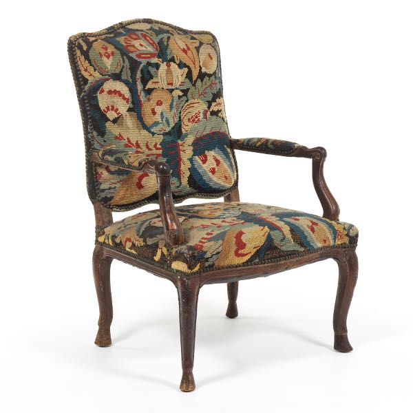 Appraisal: FRENCH LOUIS XIV GOBELIN UPHOLSTERED ARMCHAIR LATE TH CENTURY x