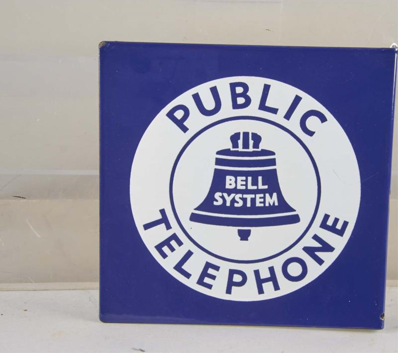 Appraisal: Bell Systems Porcelain Flange Sign Sign reads Public Telephone and