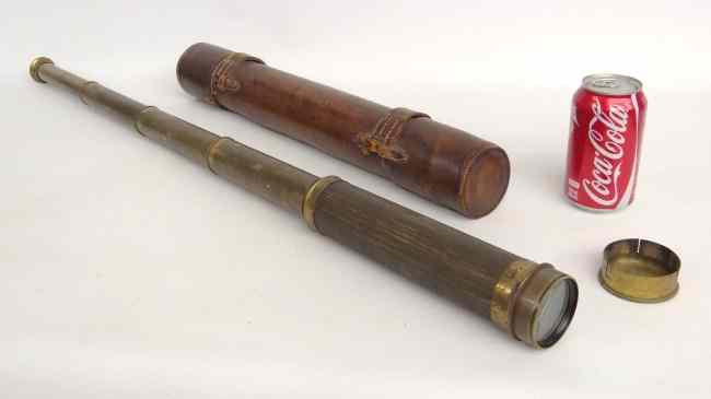 Appraisal: th c English brass telescope in leather case Telescope ''