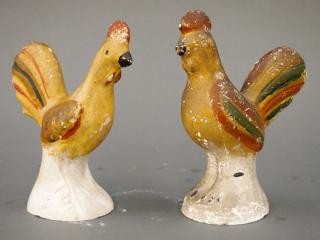 Appraisal: Chalkware roosters Two late th century chalkware roosters with original