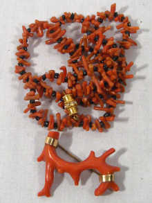 Appraisal: A branch coral necklace together with a gold mounted branch