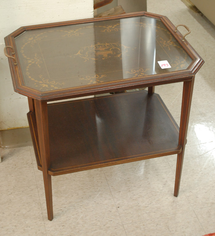 Appraisal: FEDERAL STYLE INLAID MAHOGANY TEA TABLE American early th century