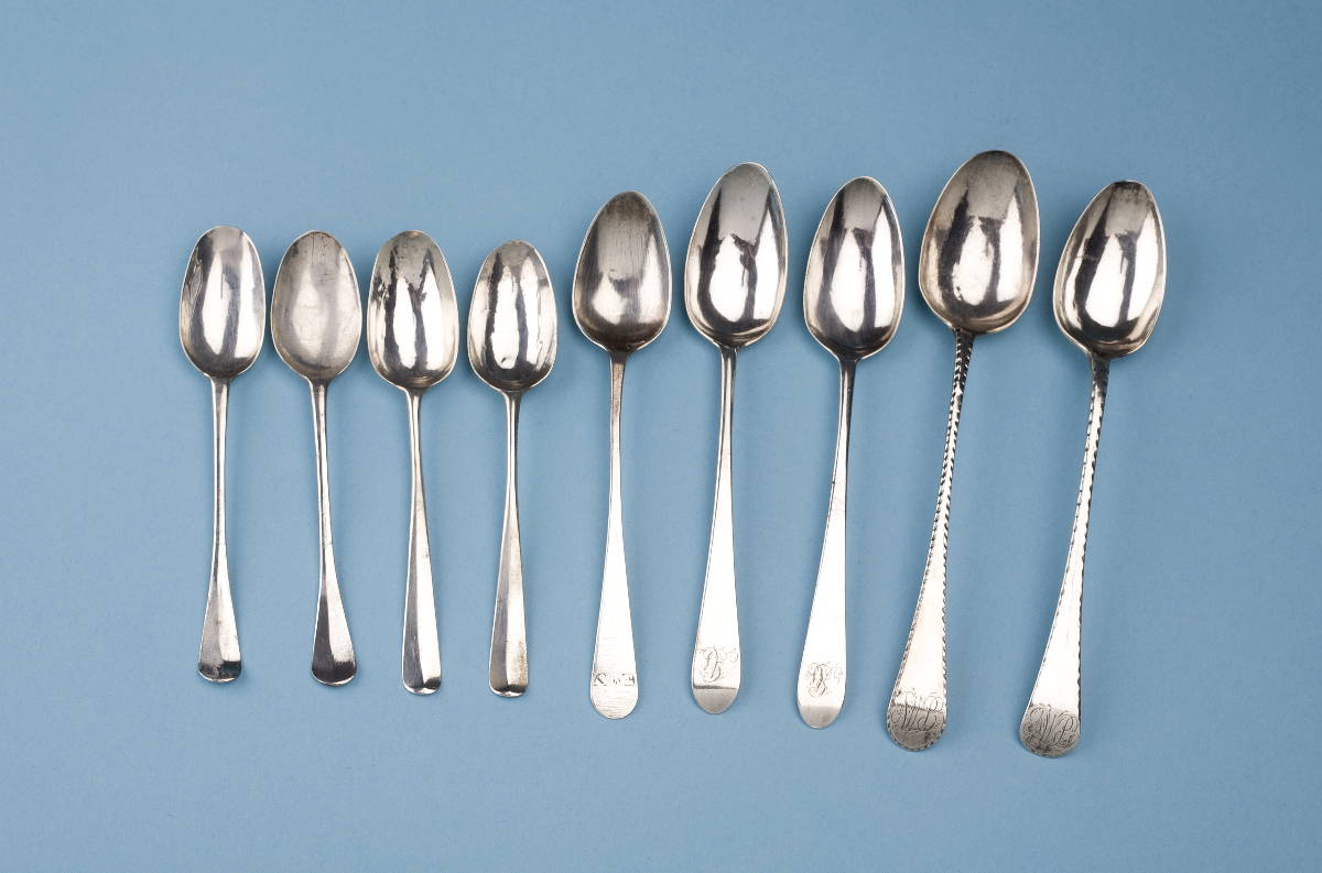 Appraisal: NINE PHILADELPHIA SILVER TEASPOONS DANIEL DUPUY LATE EIGHTEENTH CENTURY AND