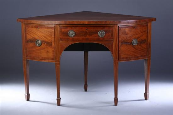 Appraisal: GEORGE III MAHOGANY CORNER SIDEBOARD late th century with period