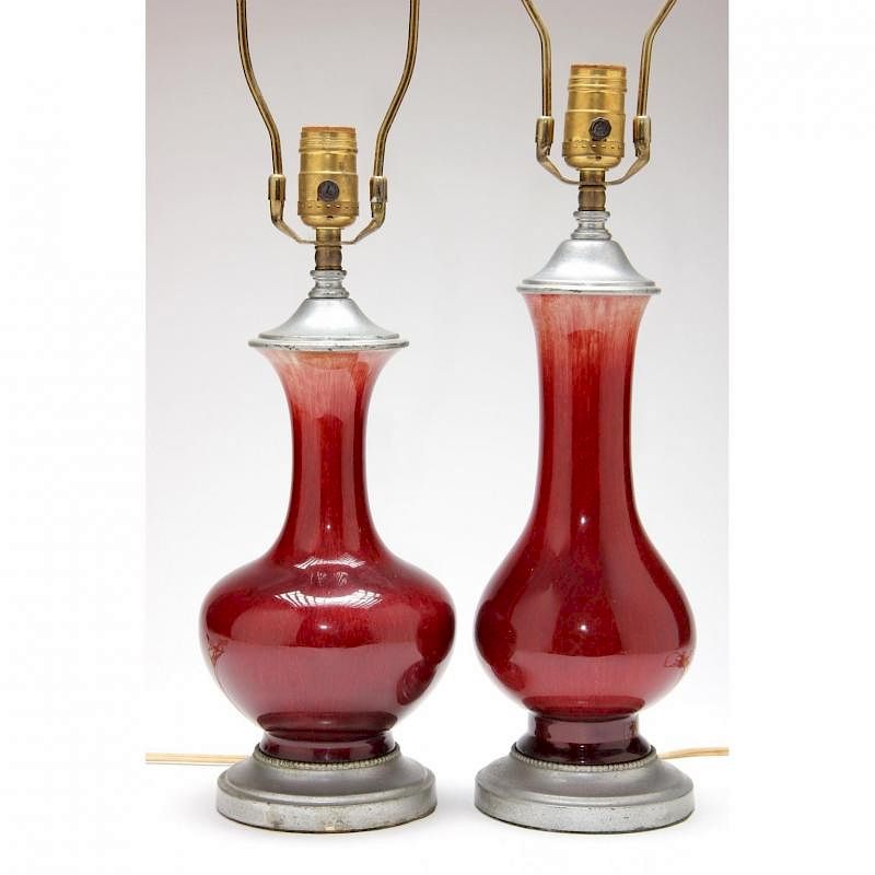 Appraisal: Two Chinese Oxblood Glazed Table Lamps late th century each