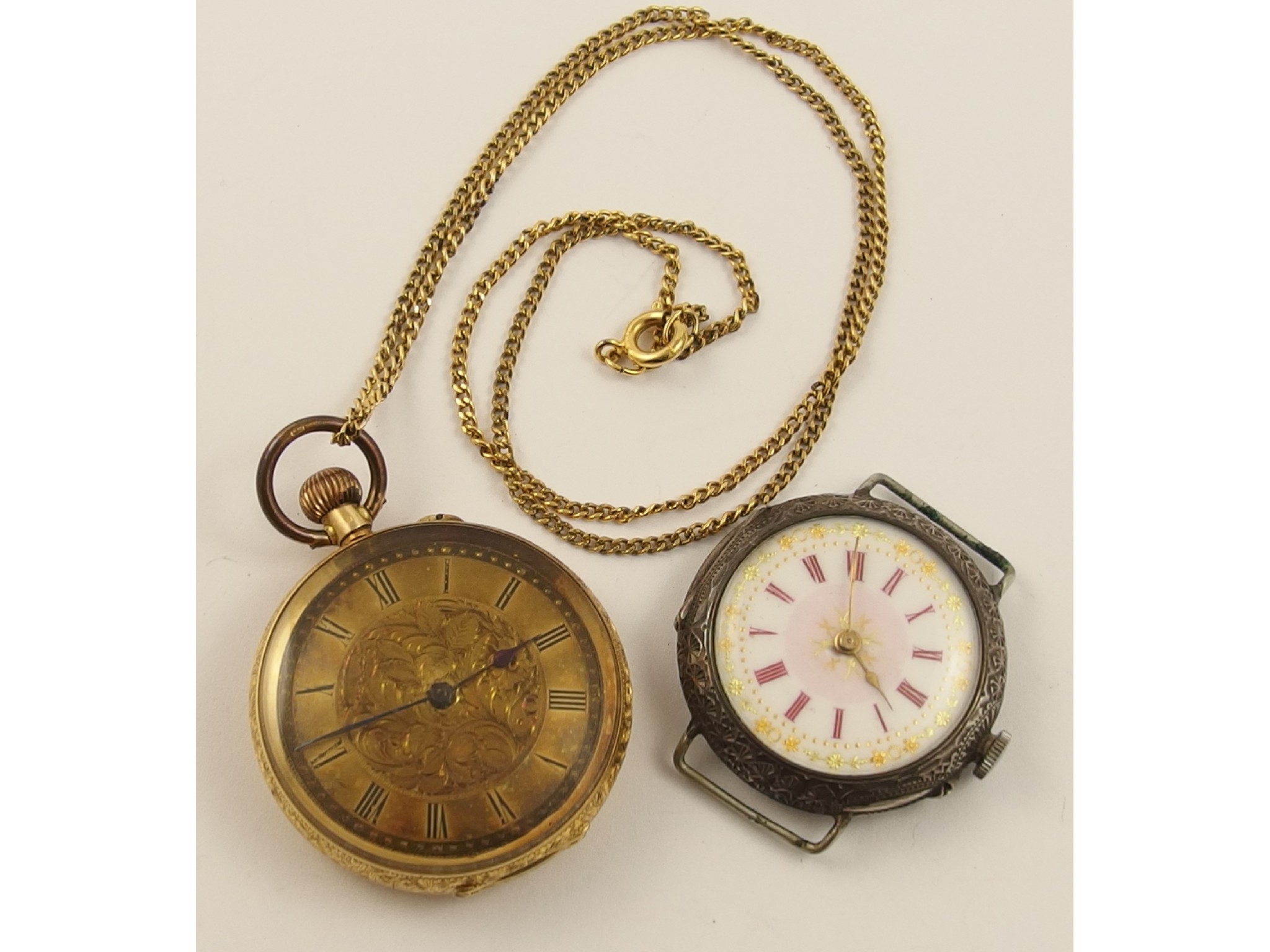 Appraisal: An ct pocket watch together with a silver watch with