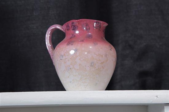 Appraisal: AGATA PITCHER Probably New England Glass Co Bulbous form with