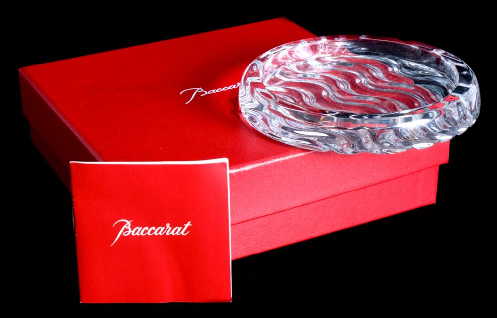 Appraisal: BACCARAT CRYSTAL WAVE WINE BOTTLE COASTER NIBNew in Box Baccarat