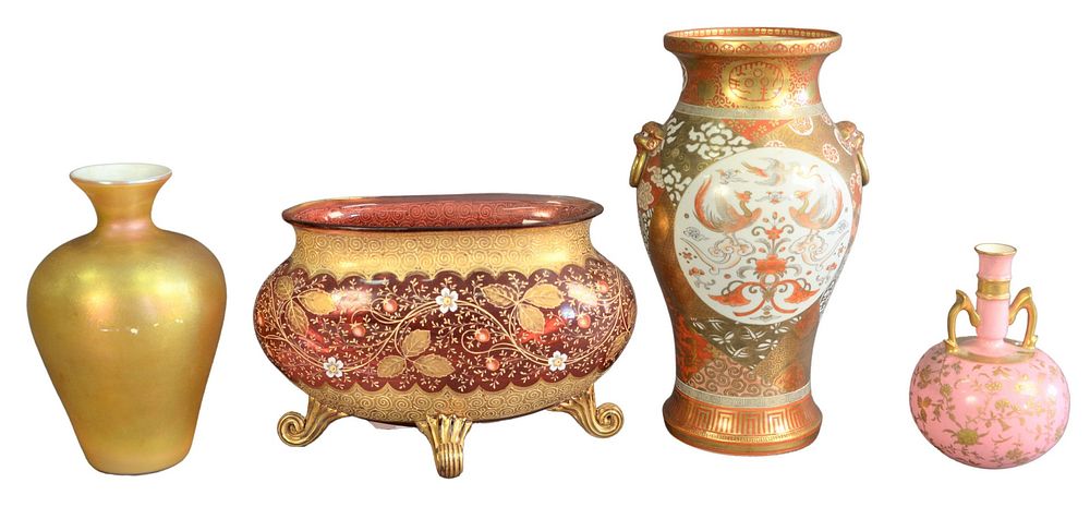 Appraisal: Four Piece Lot to include Minton vase iridescent gold vase