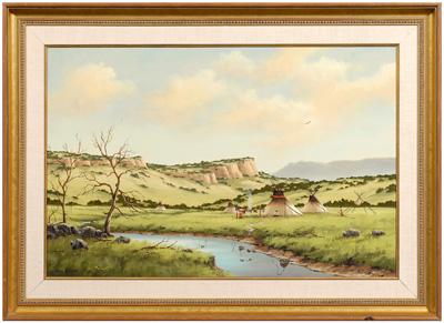 Appraisal: Heinie Hartwig painting California born Indian encampment signed lower left