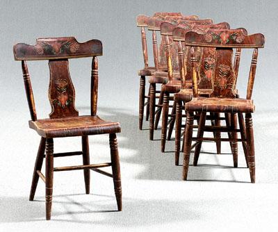 Appraisal: Set of six Pennsylvania chairs each with reddish-brown grain paint