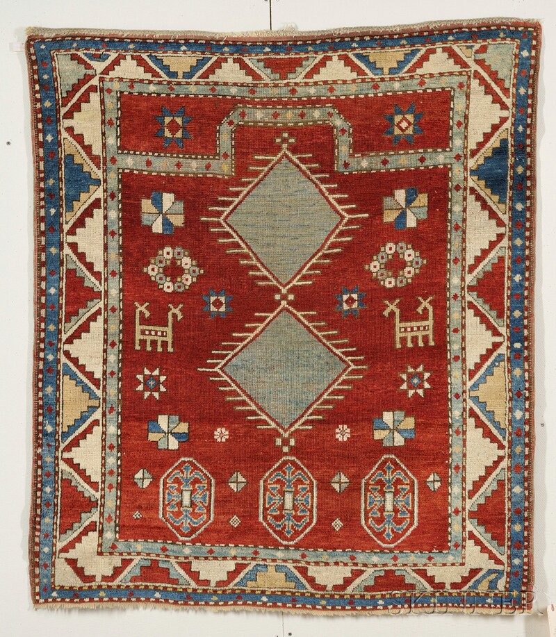 Appraisal: Bordjalou Kazak Prayer Rug Southwest Caucasus last quarter th century