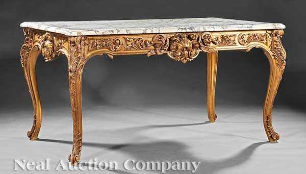 Appraisal: An Antique Louis XV-Style Carved and Gilded Salon Table th