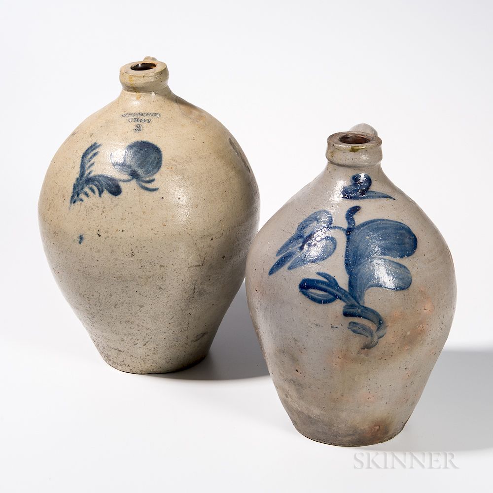 Appraisal: Two Cobalt-decorated Stoneware Jugs Two Cobalt-decorated Stoneware Jugs America th