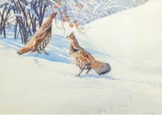 Appraisal: Aiden Lassell Ripley Two Grouse in Snowsigned and dated A