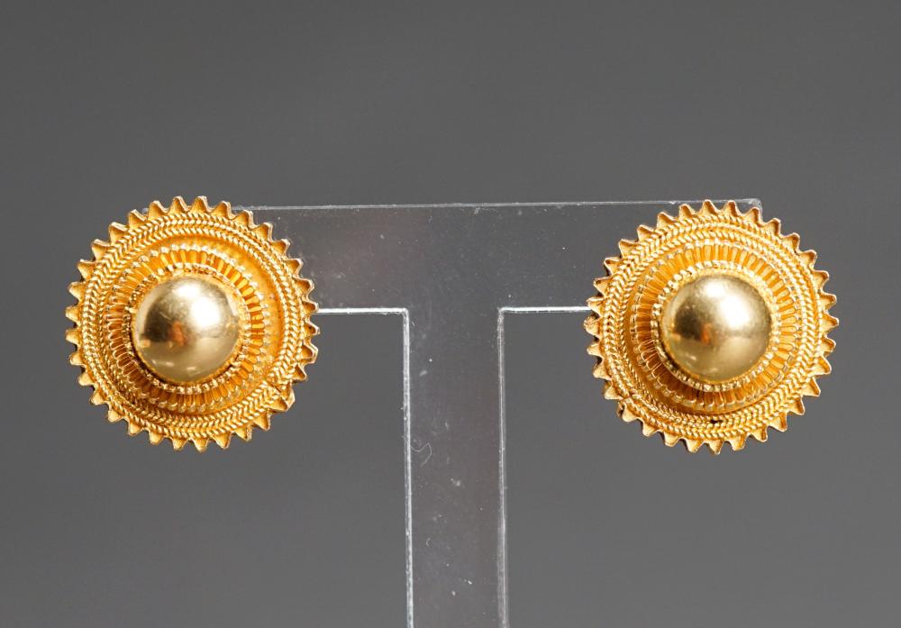 Appraisal: Pair of Tested -Karat Yellow-Gold Pierced Earrings dwt D in