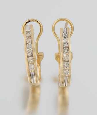 Appraisal: A Pair of Diamond Earrings k yellow gold earrings feature