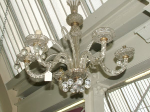 Appraisal: Parts of a five branch crystal chandelier the branches with