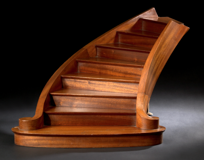 Appraisal: Mahogany Curio Display in the Form of a Spiral Staircase