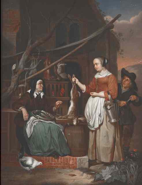 Appraisal: AFTER GABRIEL METSU'The Poultry Seller' oils on canvas x and