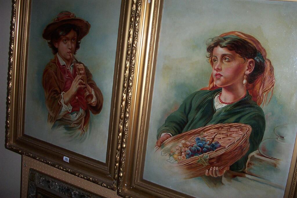 Appraisal: A pair of late th century oil paintings on canvas