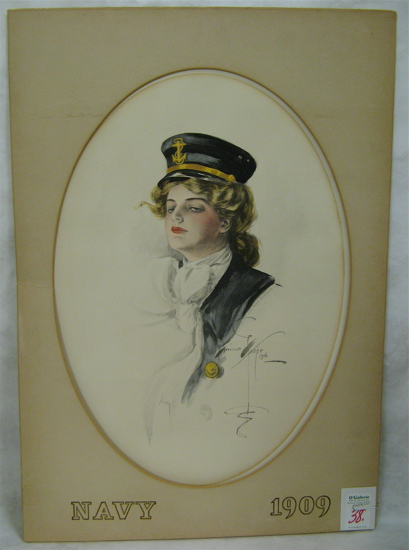 Appraisal: HARRISON FISHER COLOR LITHOGRAPH in oval format young Victorian woman