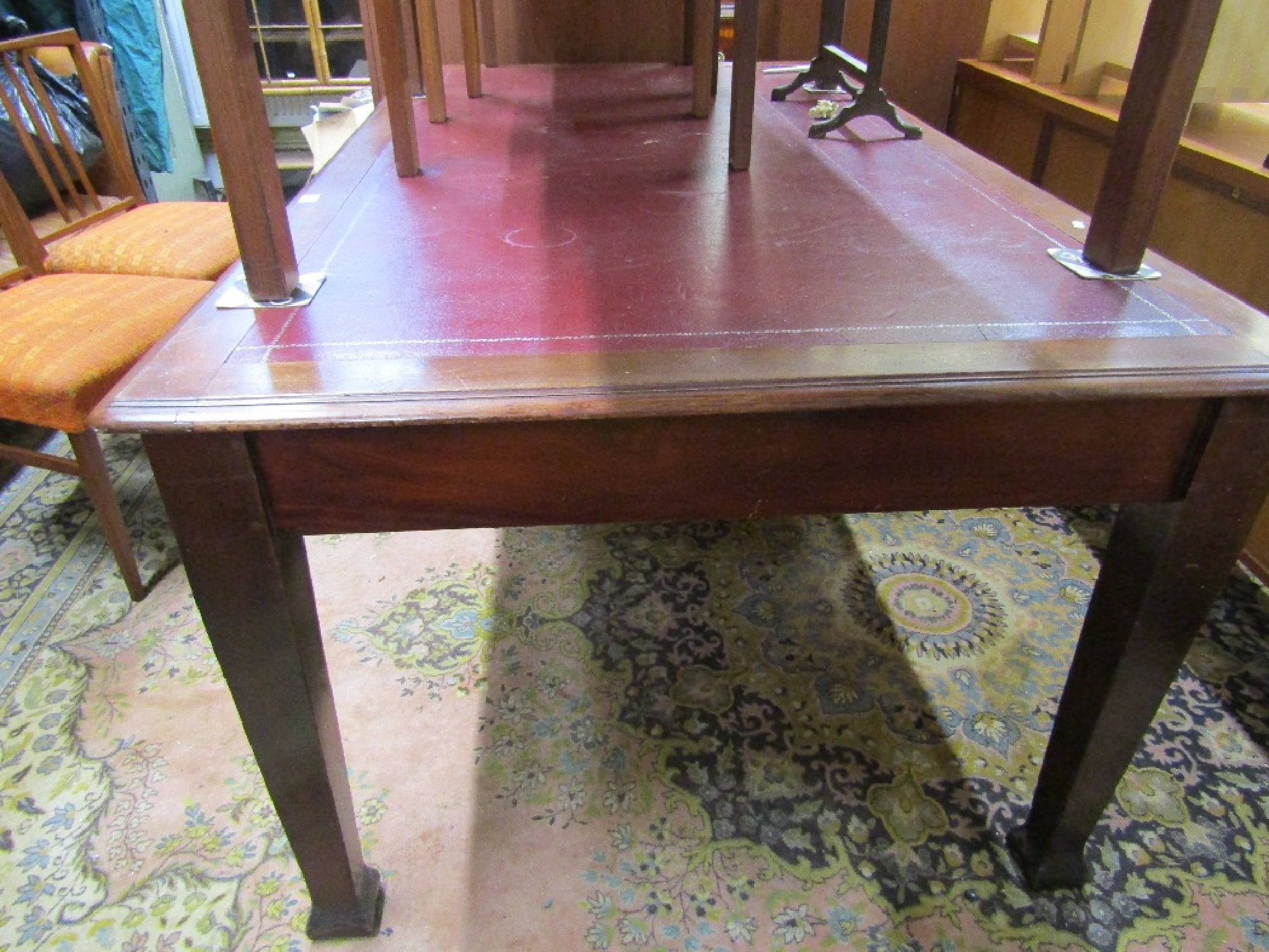 Appraisal: Early th century mahogany partners writing library table the inset