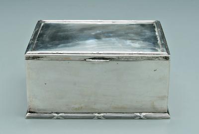 Appraisal: Continental silver box rectangular with reed and ribbon borders mark