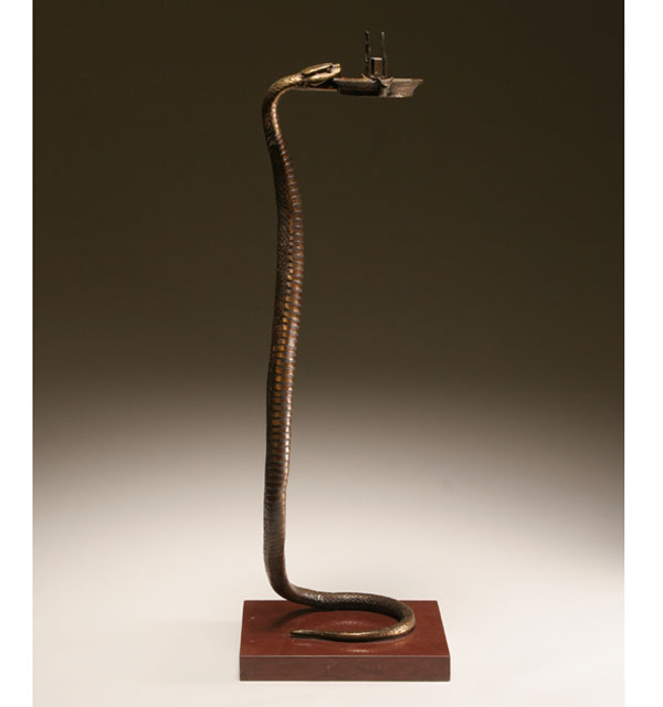 Appraisal: Art Deco Oscar Bach style bronze smoke stand in the