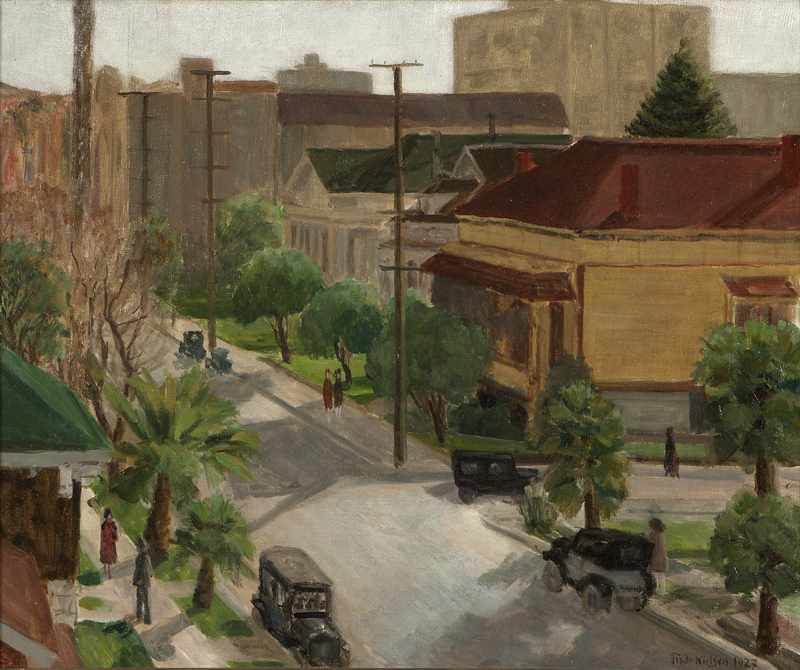 Appraisal: 'Los Angeles'' downtown neighborhood street oil on canvas '' H