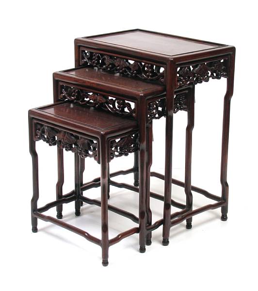 Appraisal: A nest of four Chinese wood tables height of tallest