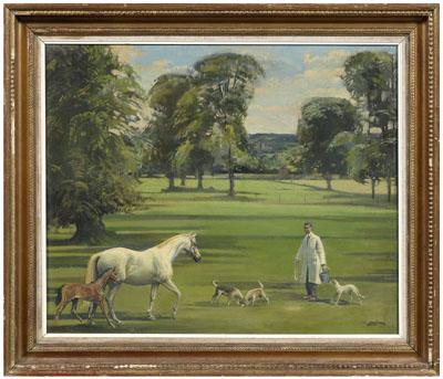 Appraisal: British School equestrian scene master of the hounds in field