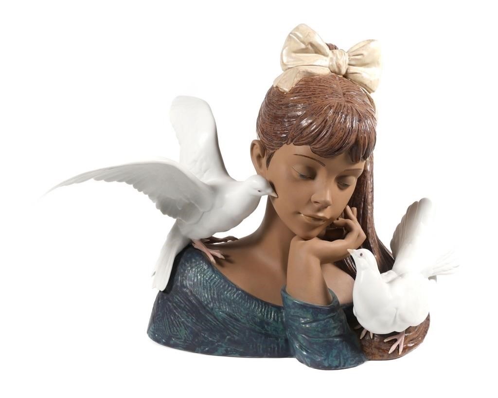 Appraisal: Large porcelain Lladro statue titled At Peace showing a girl