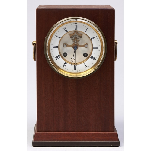 Appraisal: A mahogany mantle clock with earlier French bell striking movement