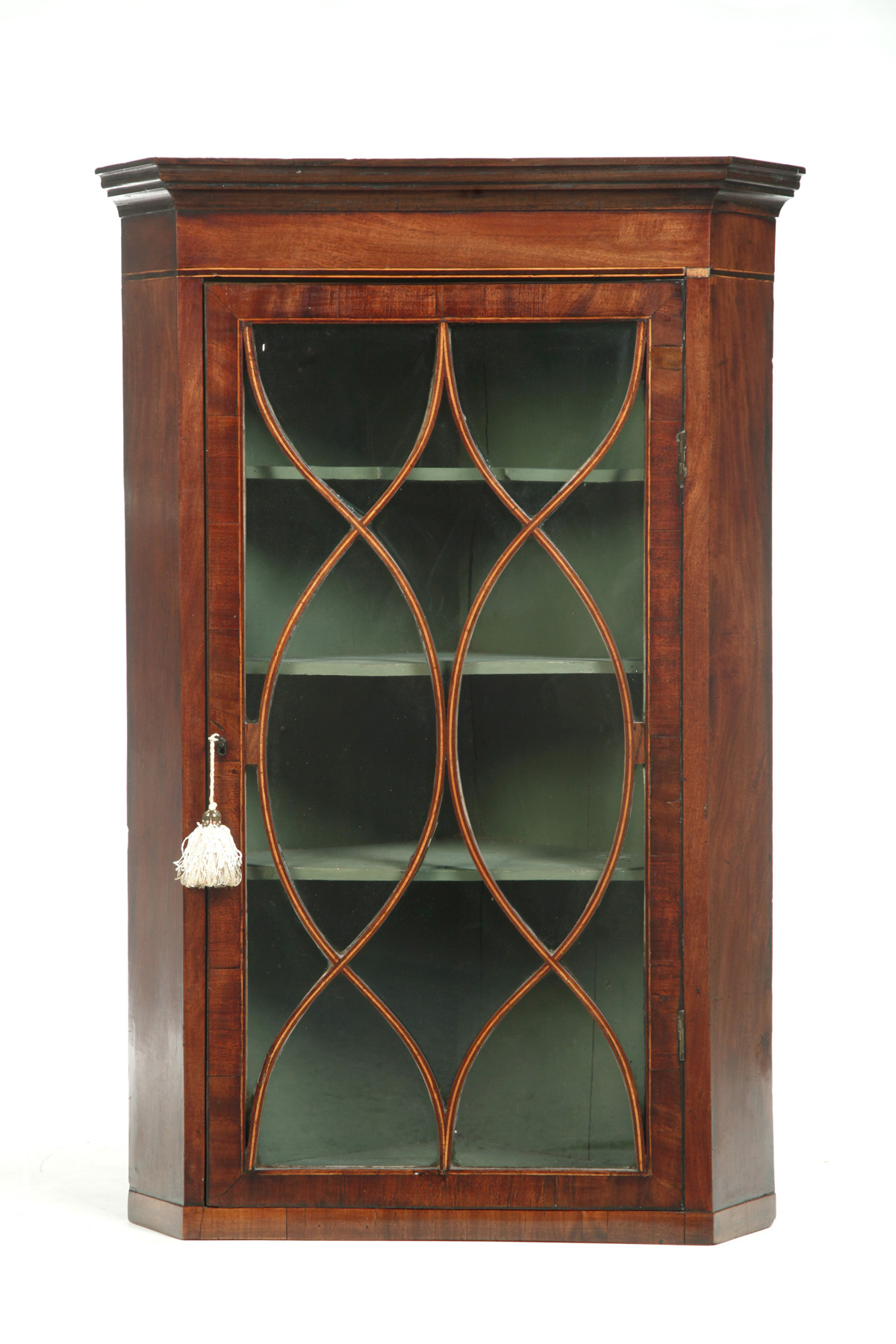 Appraisal: REGENCY HANGING CORNER CUPBOARD England nd quarter- th century mahogany