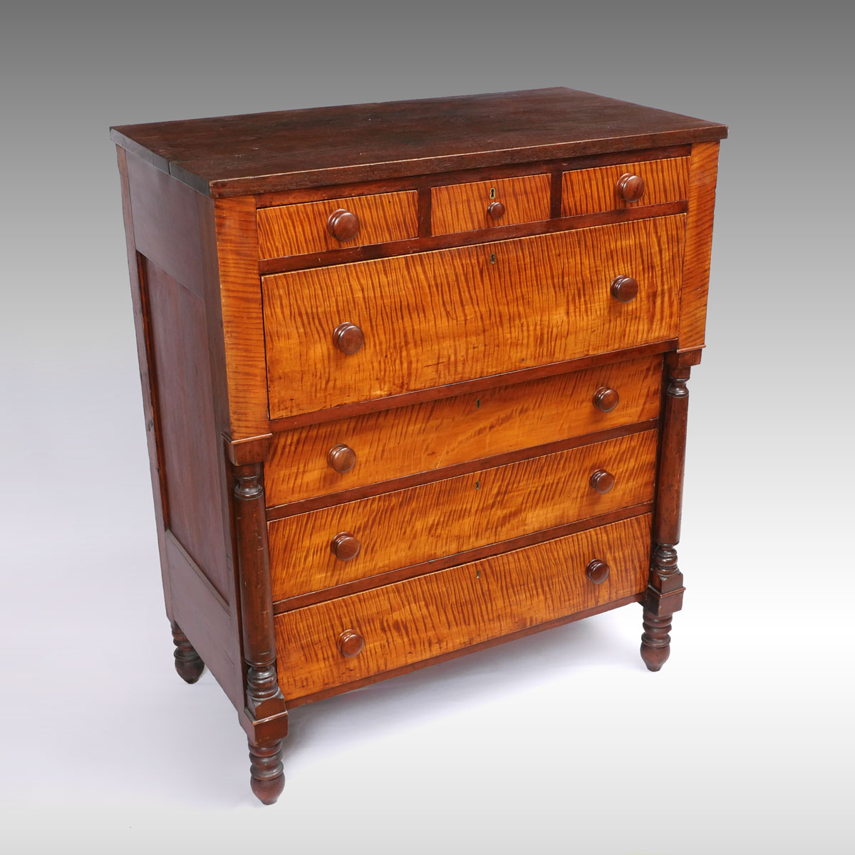 Appraisal: DRAWER TIGER MAPLE CHEST Tiger Maple chest having drawers over