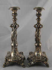 Appraisal: A pair of tall Austro Hungarian silver grade caryatid figural