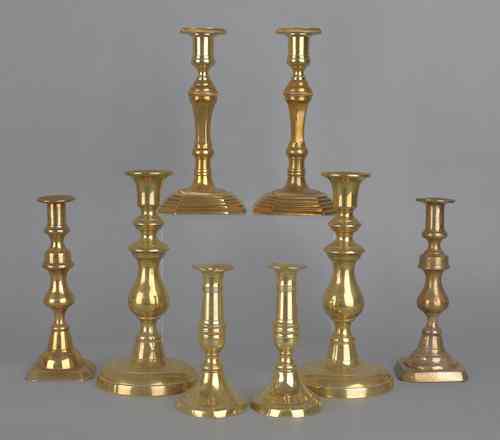 Appraisal: Four pair of brass candlesticks th early th c tallest