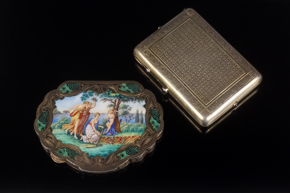 Appraisal: LADY'S COMPACTS - -Silver Compacts Including Gilt Compact with cabochon