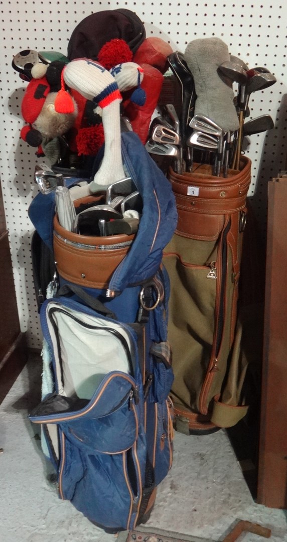 Appraisal: A group of three bags of th century golf clubs