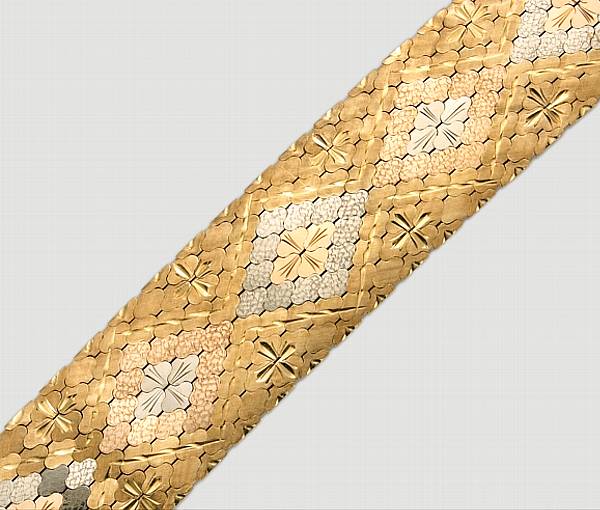 Appraisal: An eighteen karat tricolor gold bracelet weighing approximately gr length