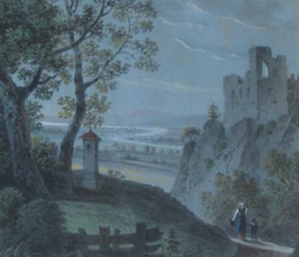 Appraisal: ENGLISH SCHOOL WATERCOLORS century CASTLE RUINS provenance Sight x in