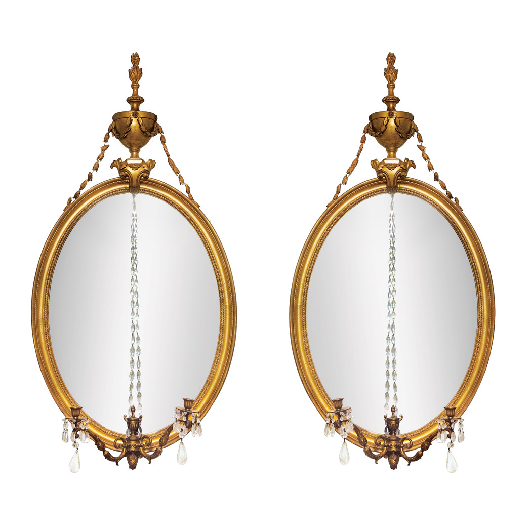 Appraisal: Pair of George III Style Gilt-Wood Girandole Mirrors th Century