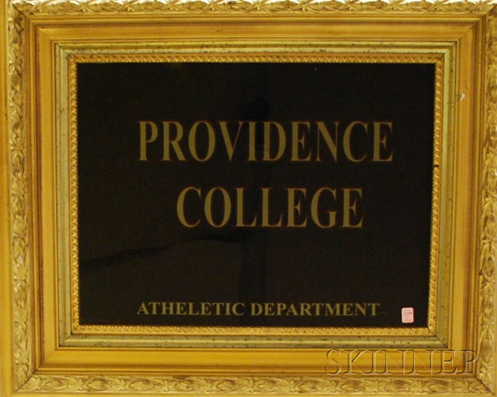 Appraisal: Framed Eglomise Providence College Athletic Department Glass Panel sight size