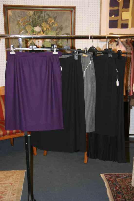 Appraisal: FIVE YVES SAINT LAURENT RIVE GAUCHE SKIRTS Including purple wool