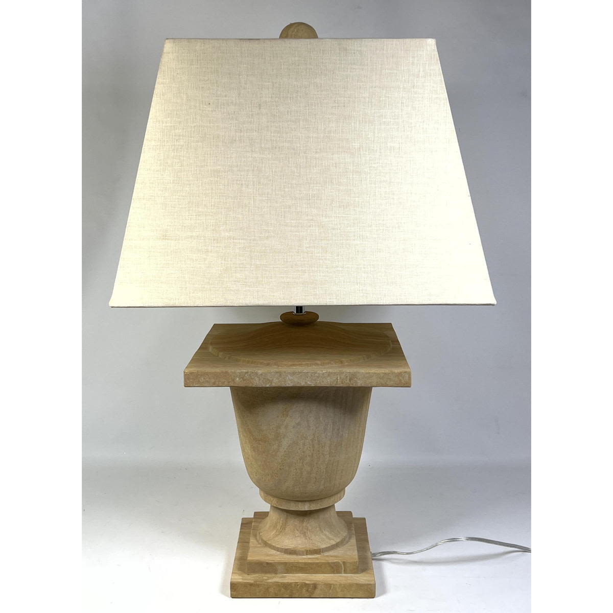 Appraisal: Decorator Solid Sandstone Table Lamp Urn form Heavy Dimensions H