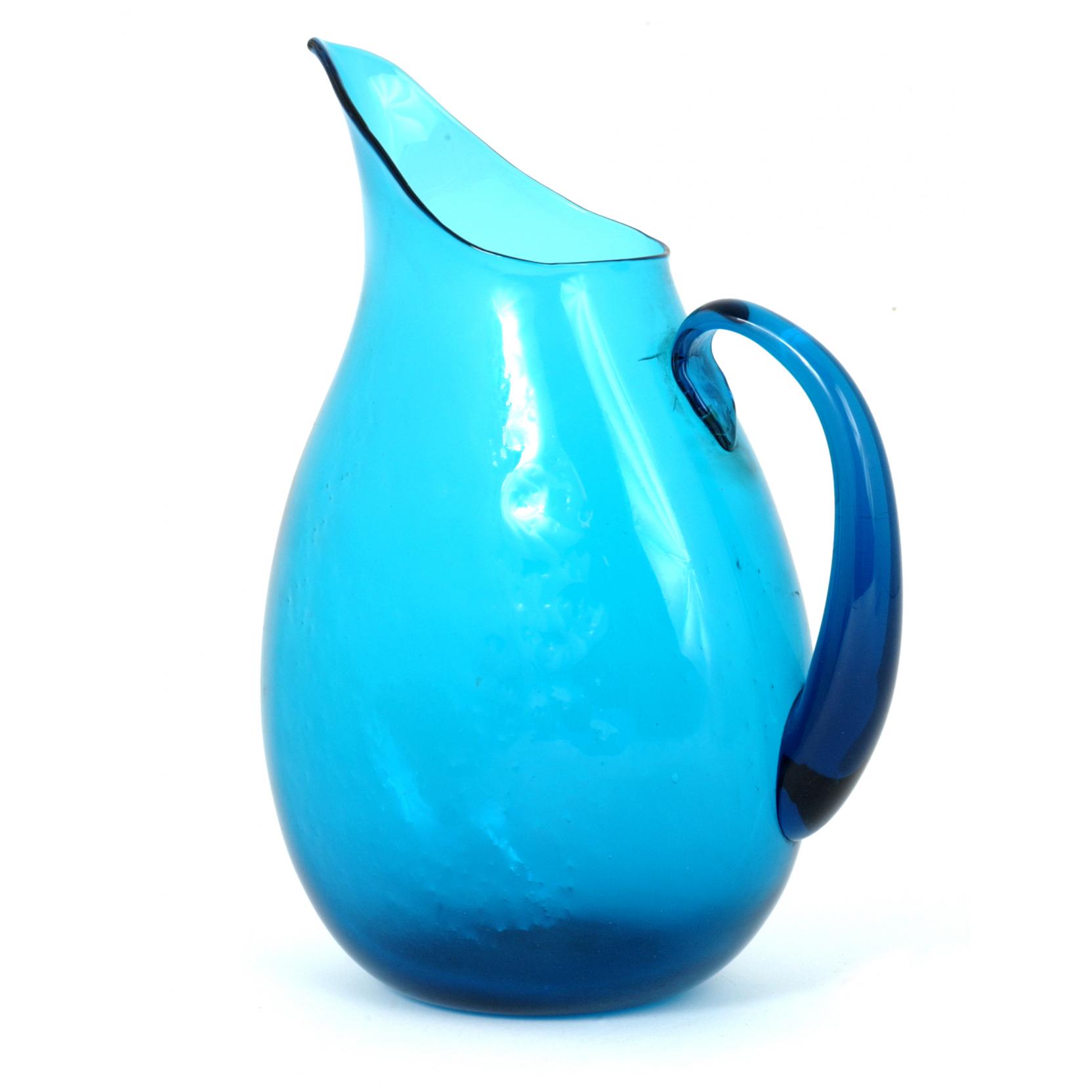 Appraisal: Blenko Cobalt Glass Pitcher mid th century applied handle unsigned