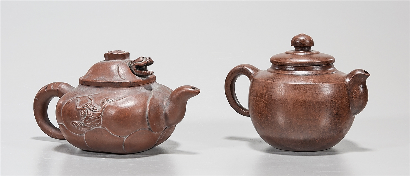 Appraisal: Two Chinese Yixing pottery tea pots one with mark x